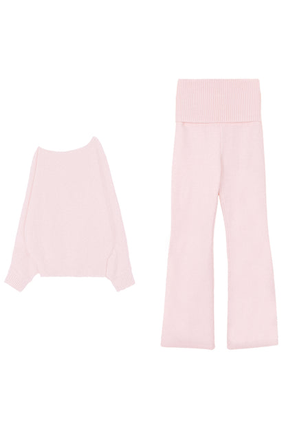 Pink Porcelain Off-Shoulder Knit Set-Up
