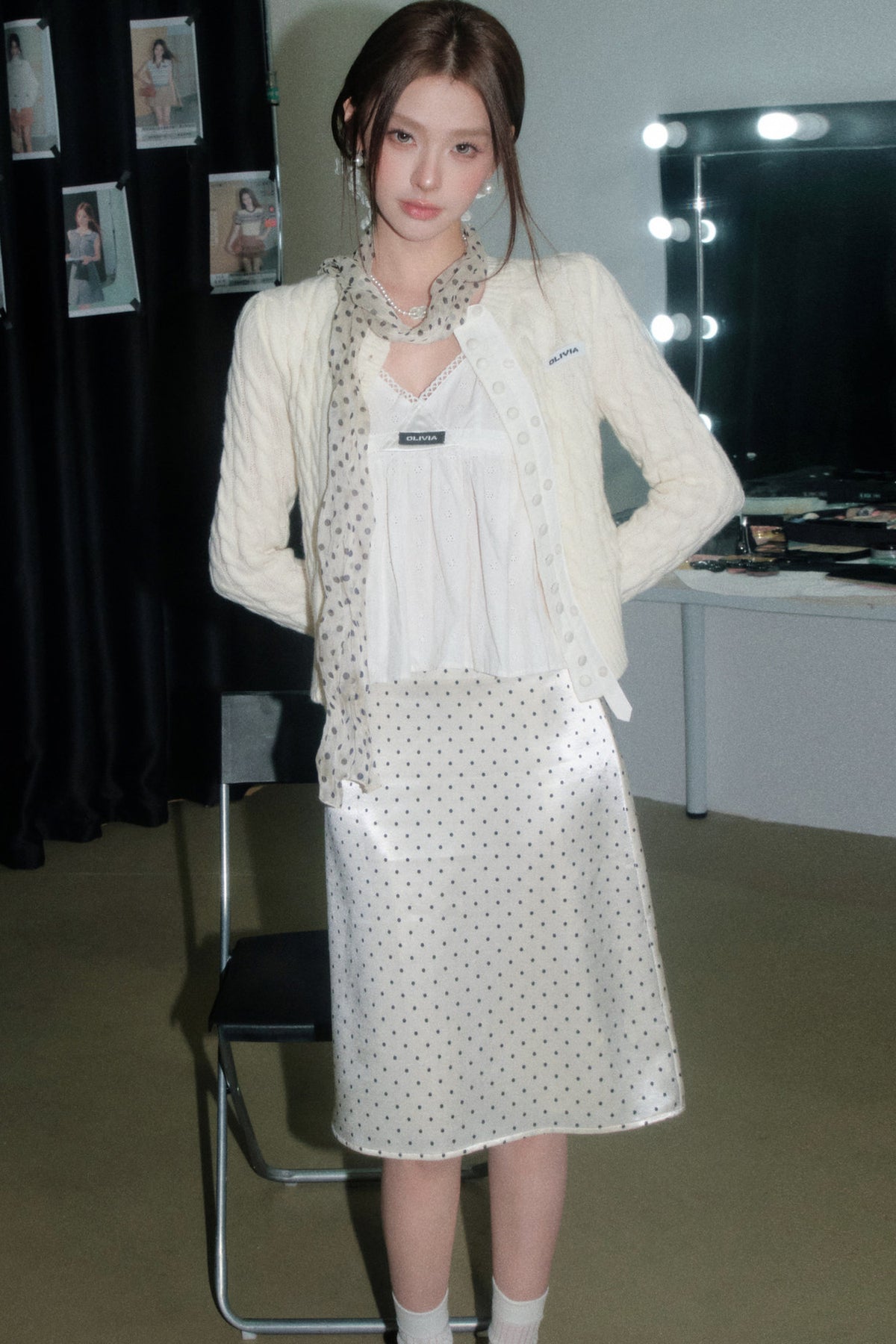 Layered-Look Wool Cardigan Set-Up