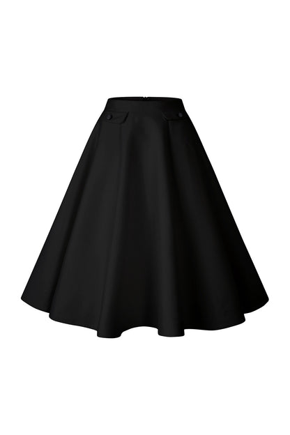 High-Waisted Pleated Mid-Length Skirt