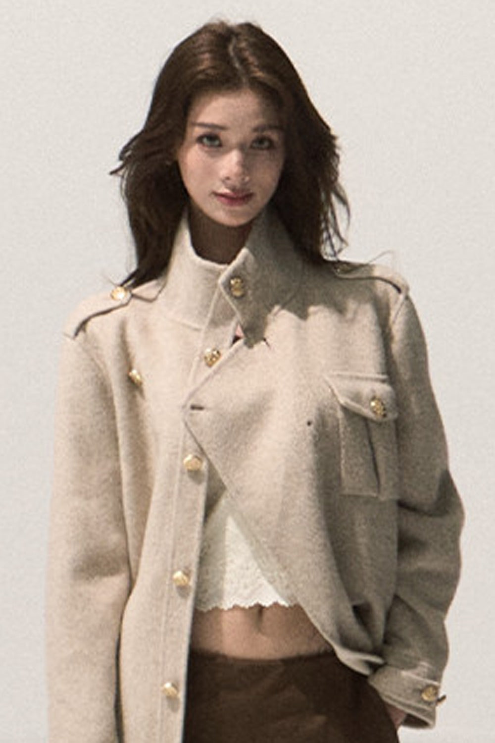 Veste coupe-vent courte en laine double face