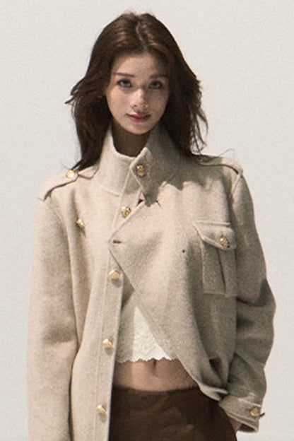 Veste coupe-vent courte en laine double face