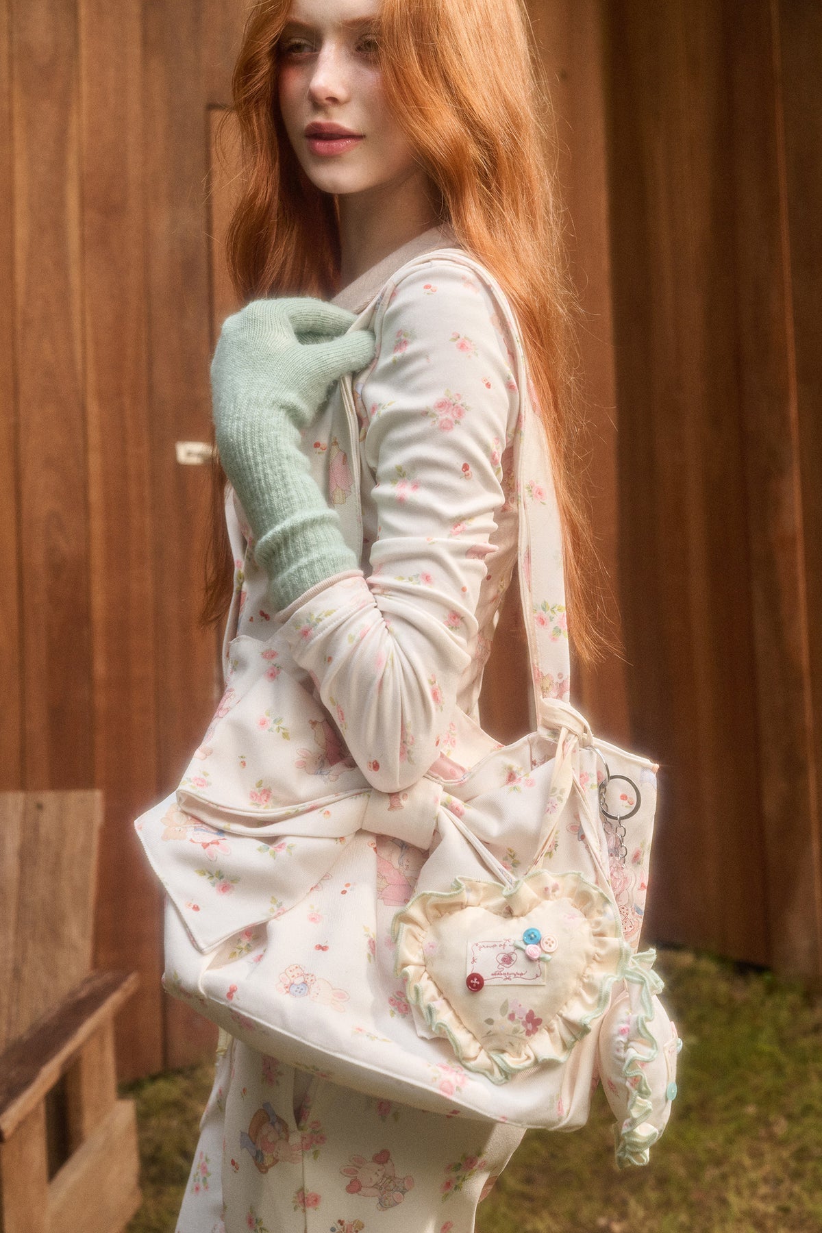 Hand-Painted Heart Pendant Soft Bag