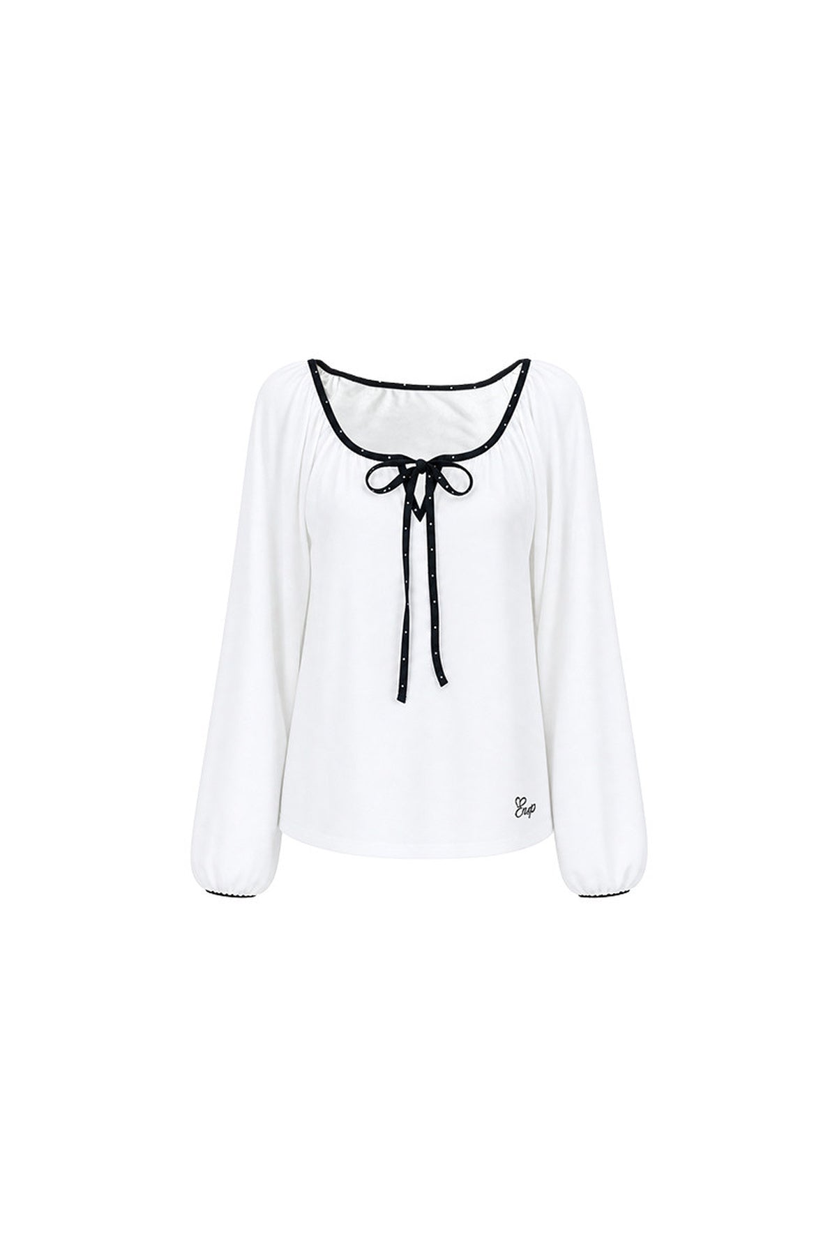 White Off-Shoulder Long Sleeve Top and Polka Skirt Set-Up