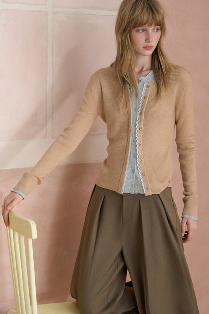 Layered Lace Knit Cardigan Top