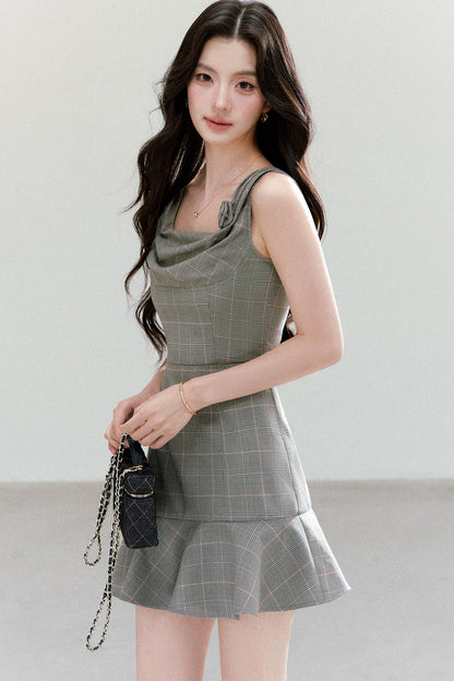 Retro Floral Plaid Dress