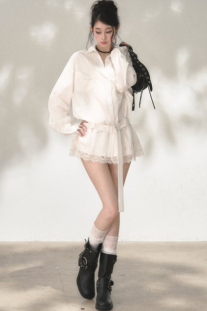 Eyelash Lace Shirt Dress