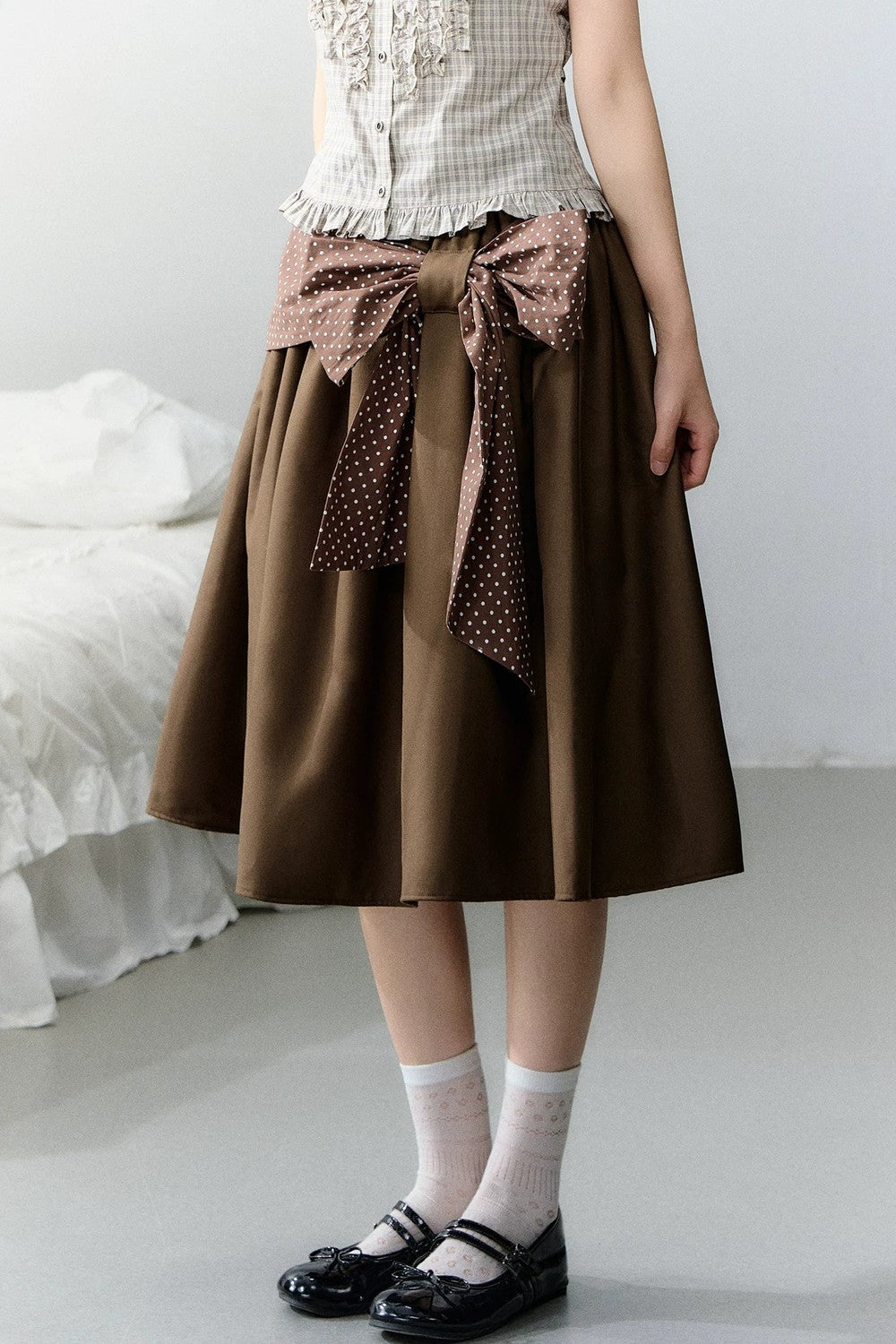 Polka Dot Retro Midi Skirt