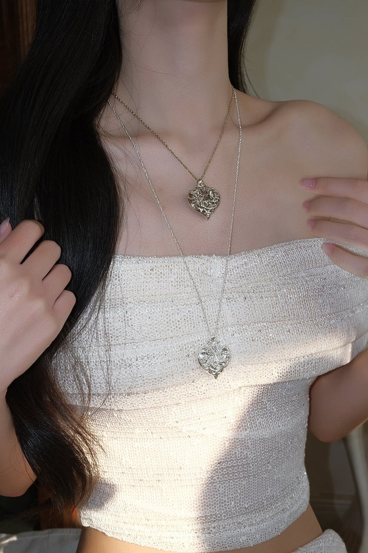 Heart Embossed Pendant Necklace