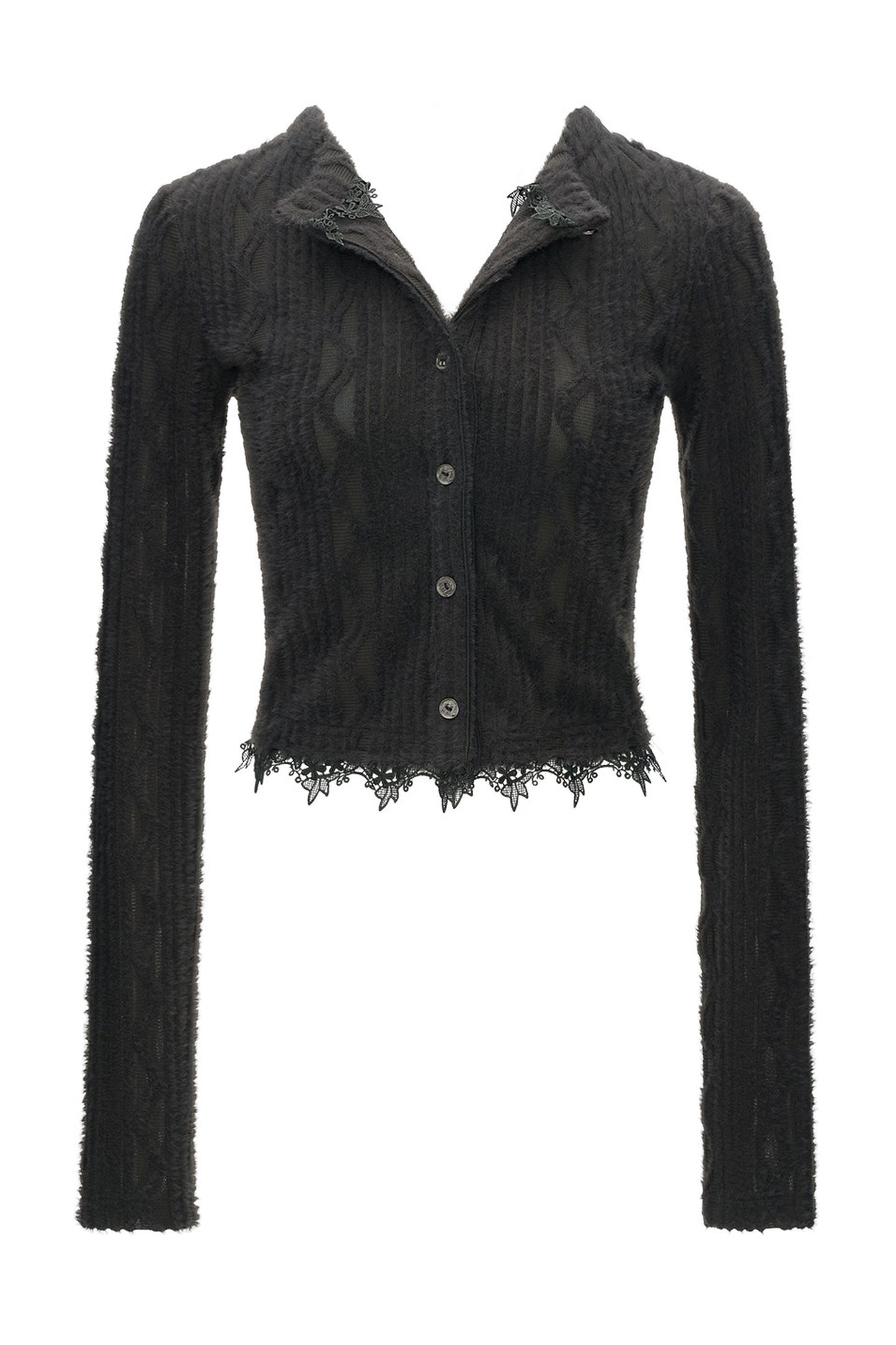 Lace Long Sleeve Knit Cardigan Top