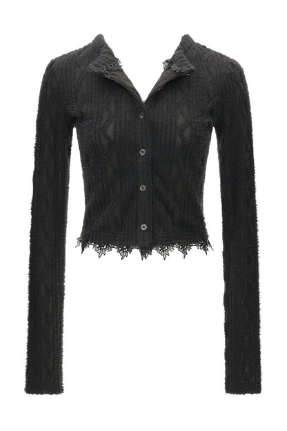 Lace Long Sleeve Knit Cardigan Top