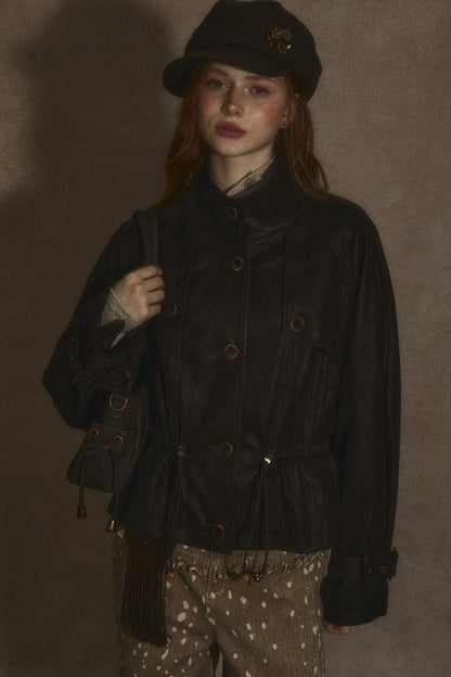 Coffee-Colored Leather Jacket
