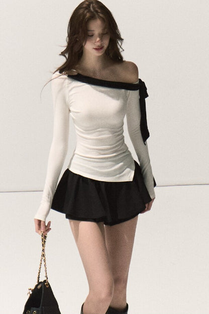Off-Shoulder Wool Knit Top