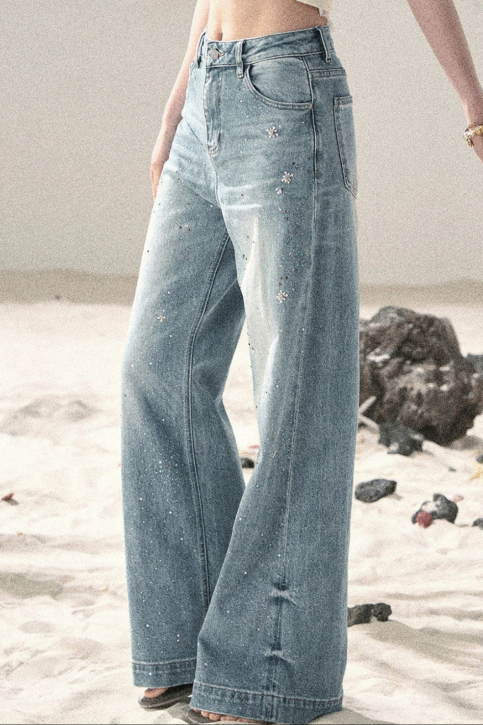 Sequin Straight Leg Jeans