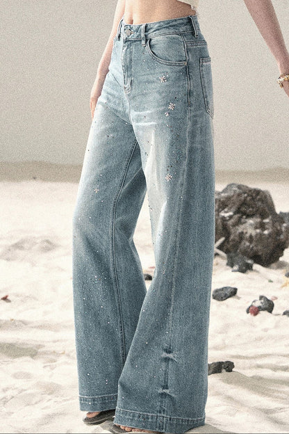 Sequin Straight Leg Jeans