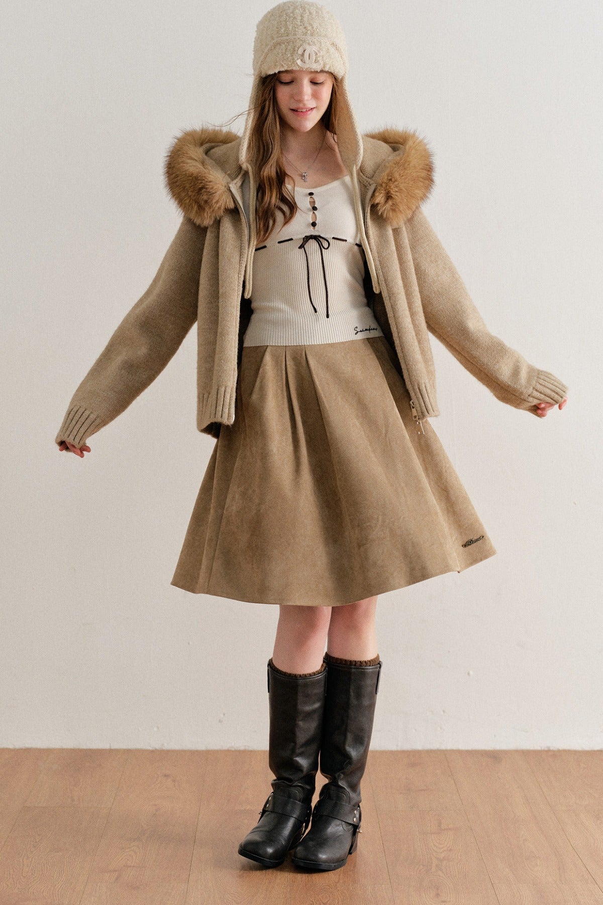Thick Hooded Zip-Up Knit Cardigan Jacket