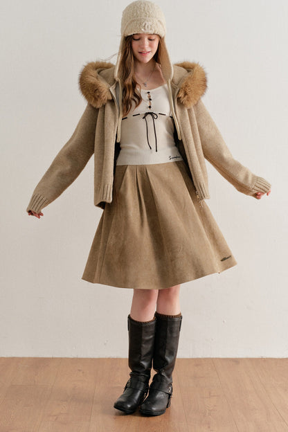 Thick Hooded Zip-Up Knit Cardigan Jacket