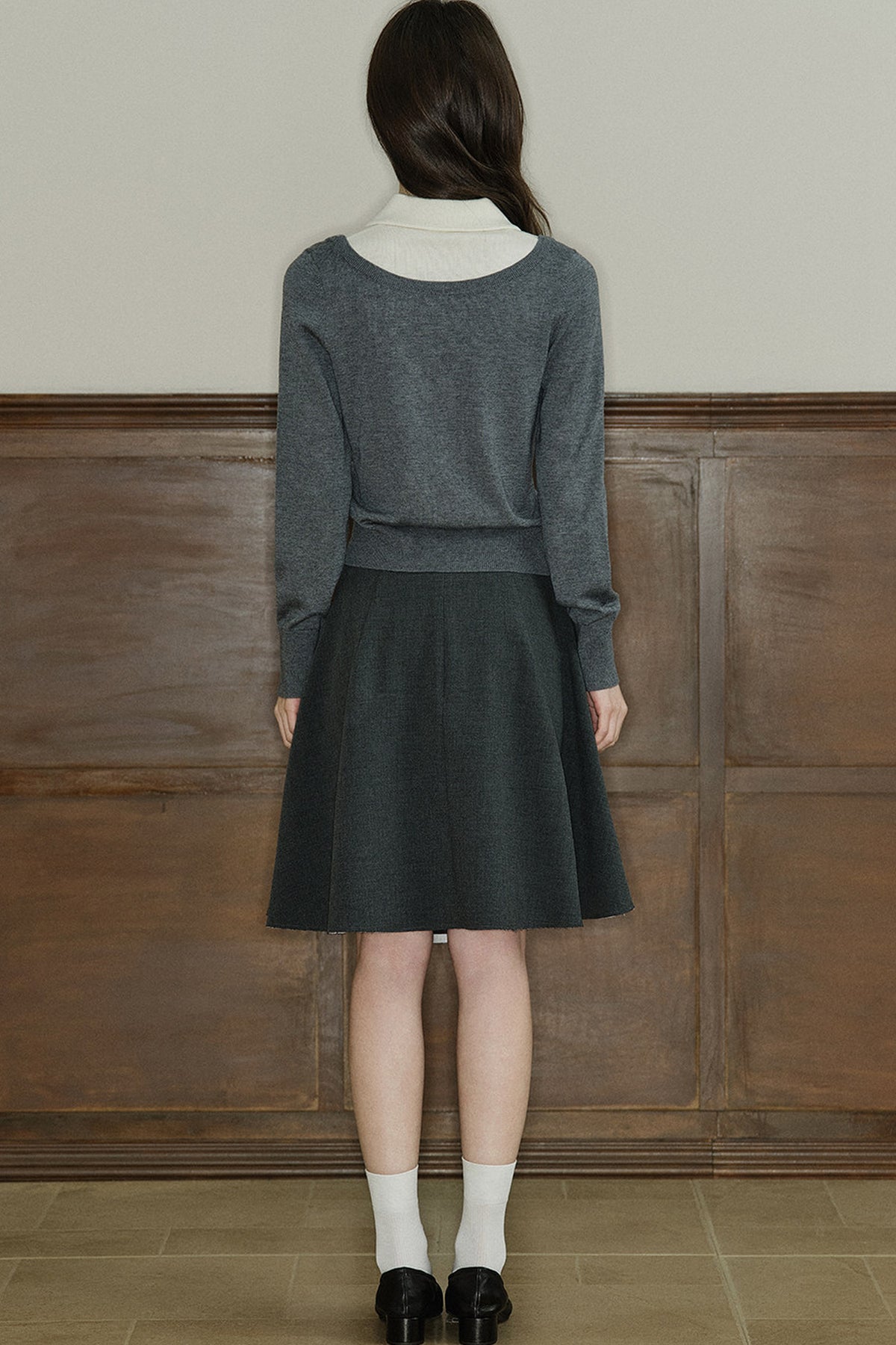 Mid-Waist Bow A-Line Frayed Skirt