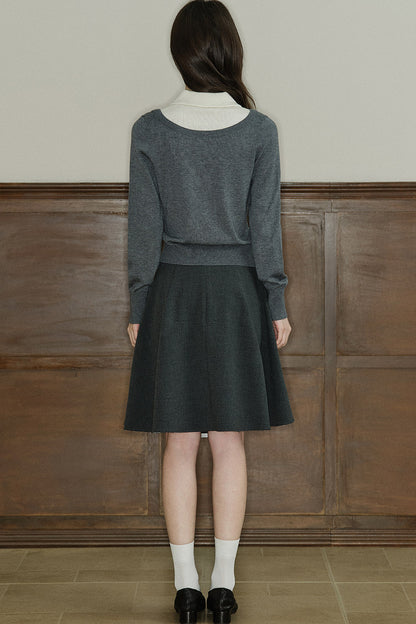 Mid-Waist Bow A-Line Frayed Skirt