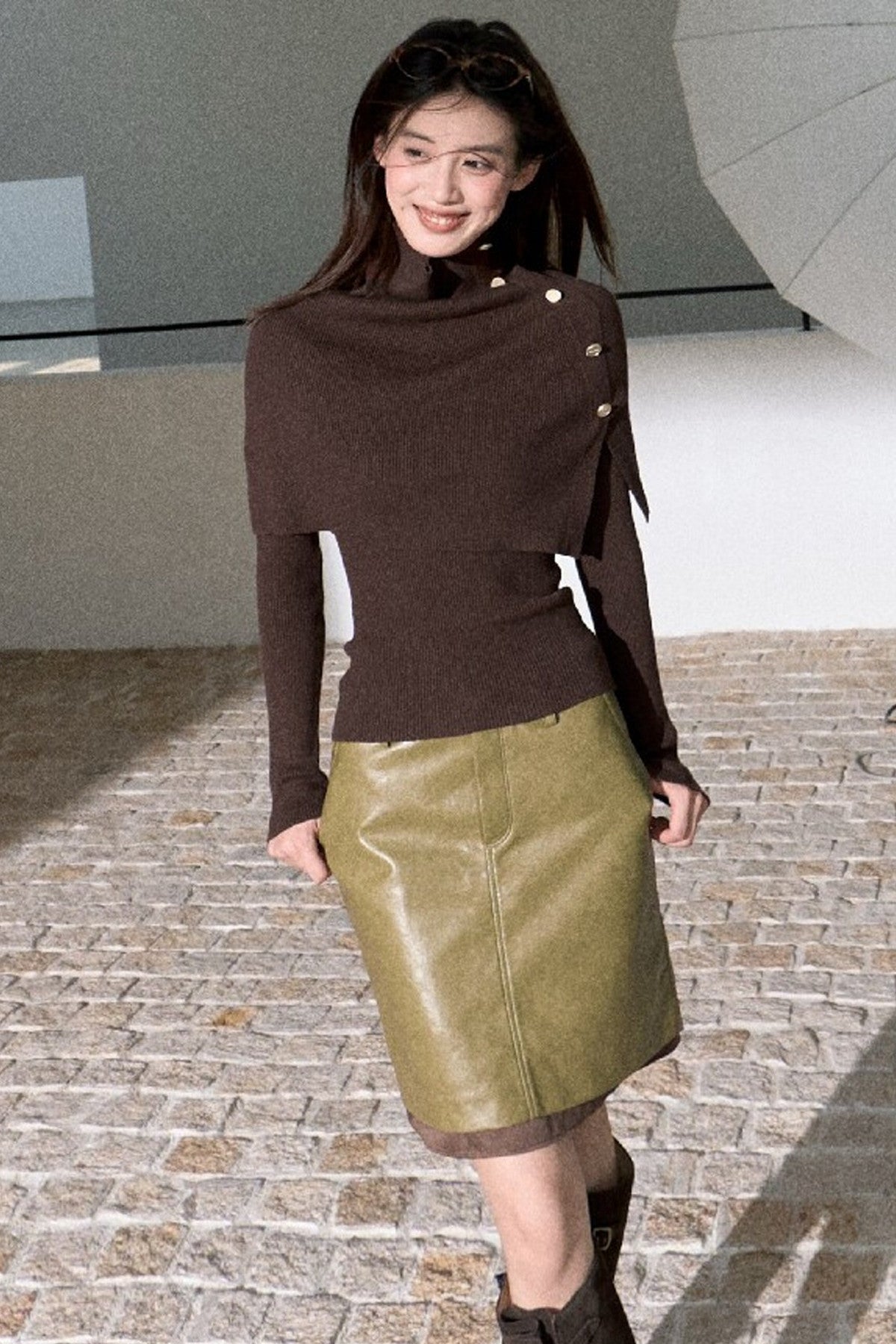 Autumn Thoughts Cape Knit Top and Base Layer Set