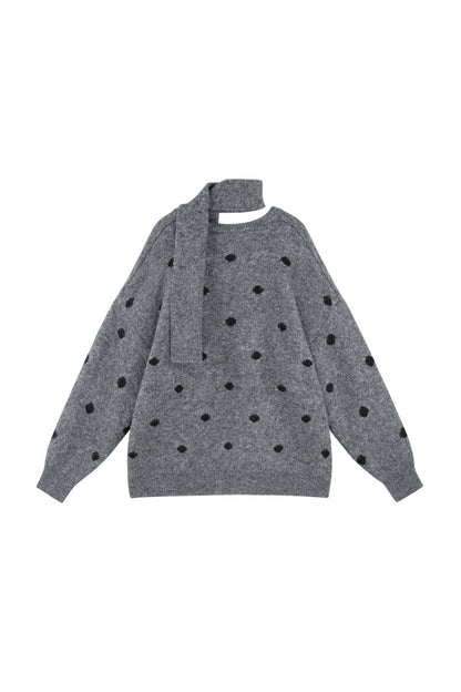 Polka Dot Loose Pullover Sweater