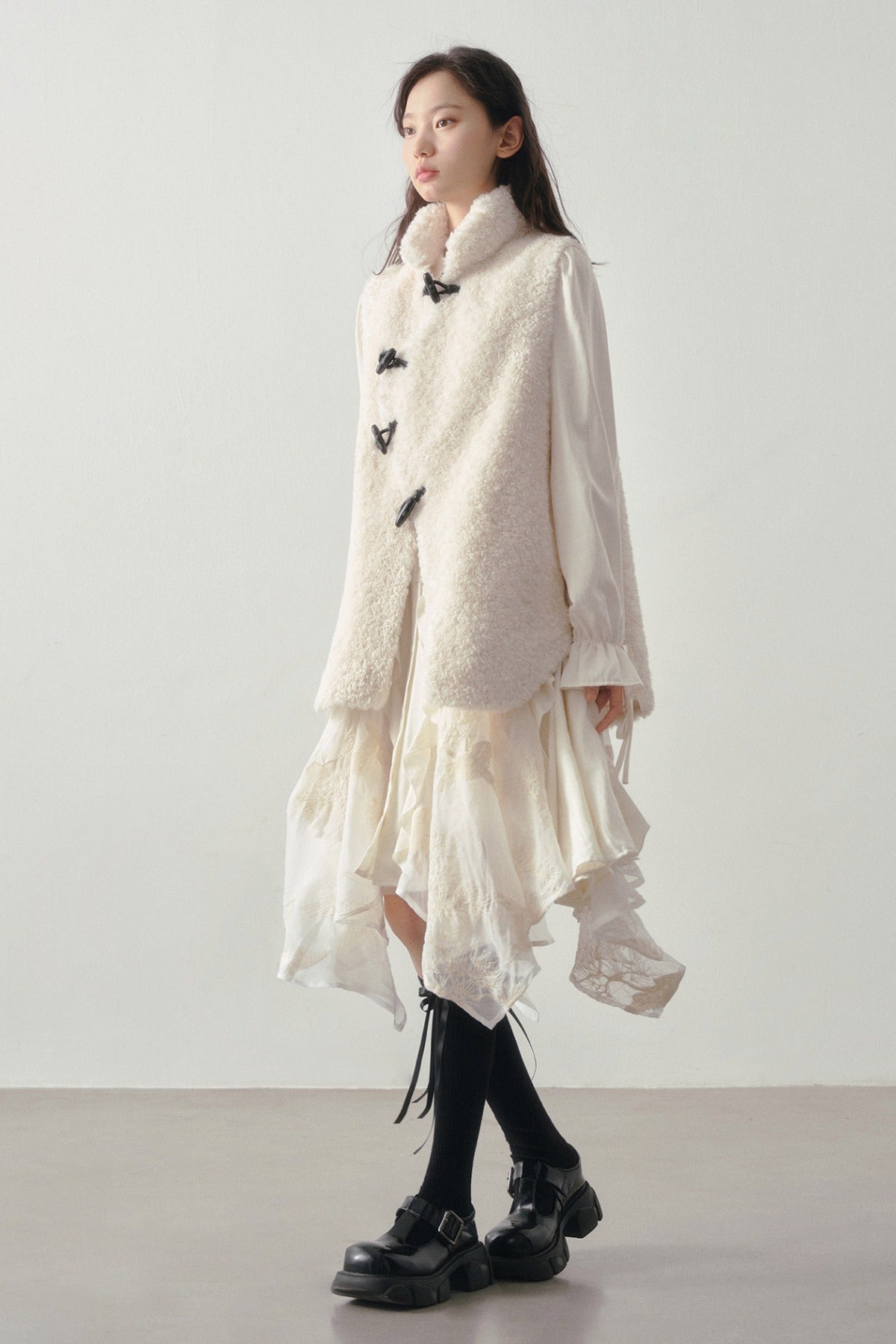 Beige Faux Shearling Vest