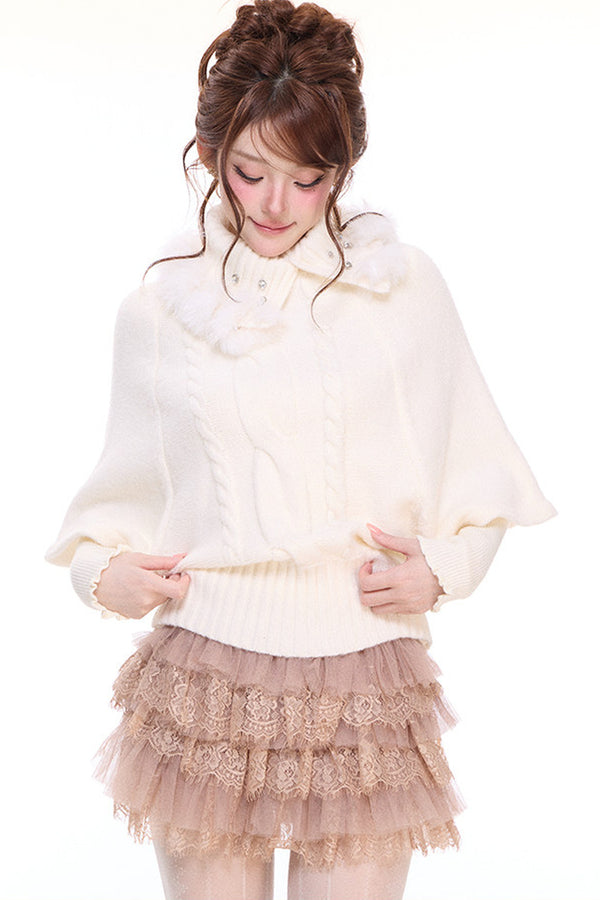 Lace Collar With Mesh Lace Half Skirt Set-Up