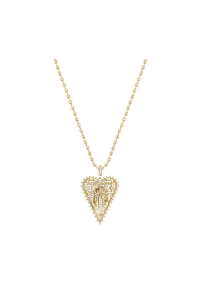 Lace Bowknot Heart Necklace