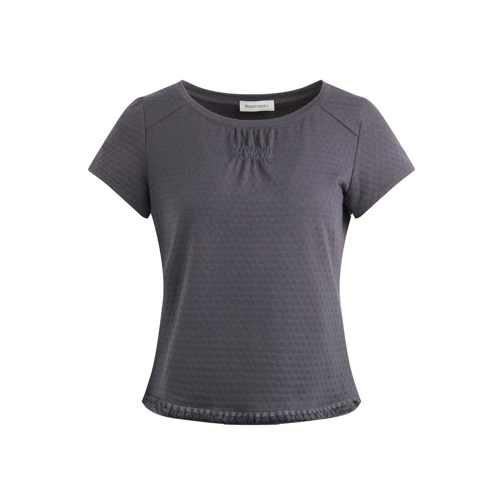 Retro Pleated Neck T-Shirt