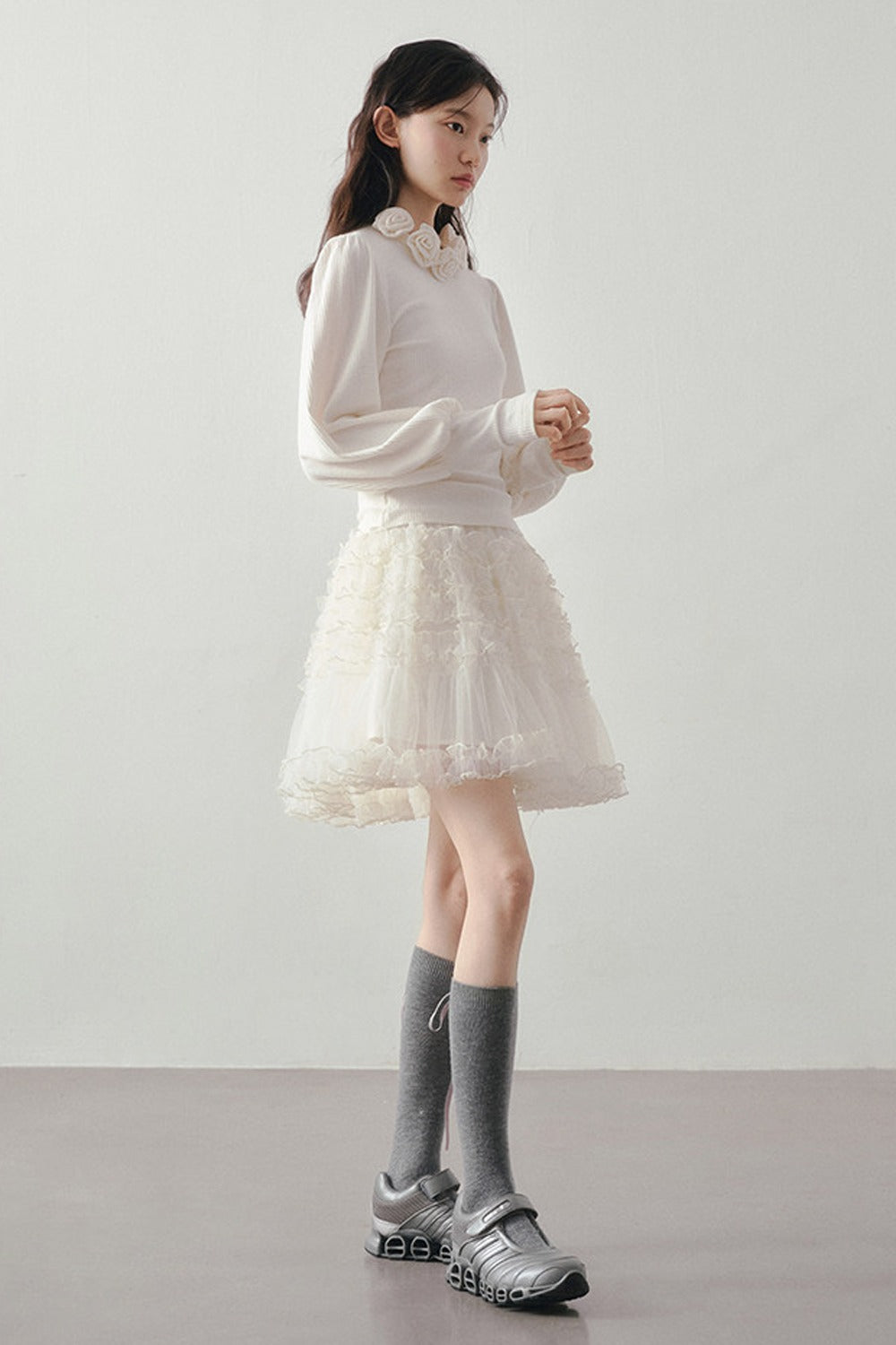Multi-Layered Tulle Ruffle Skirt