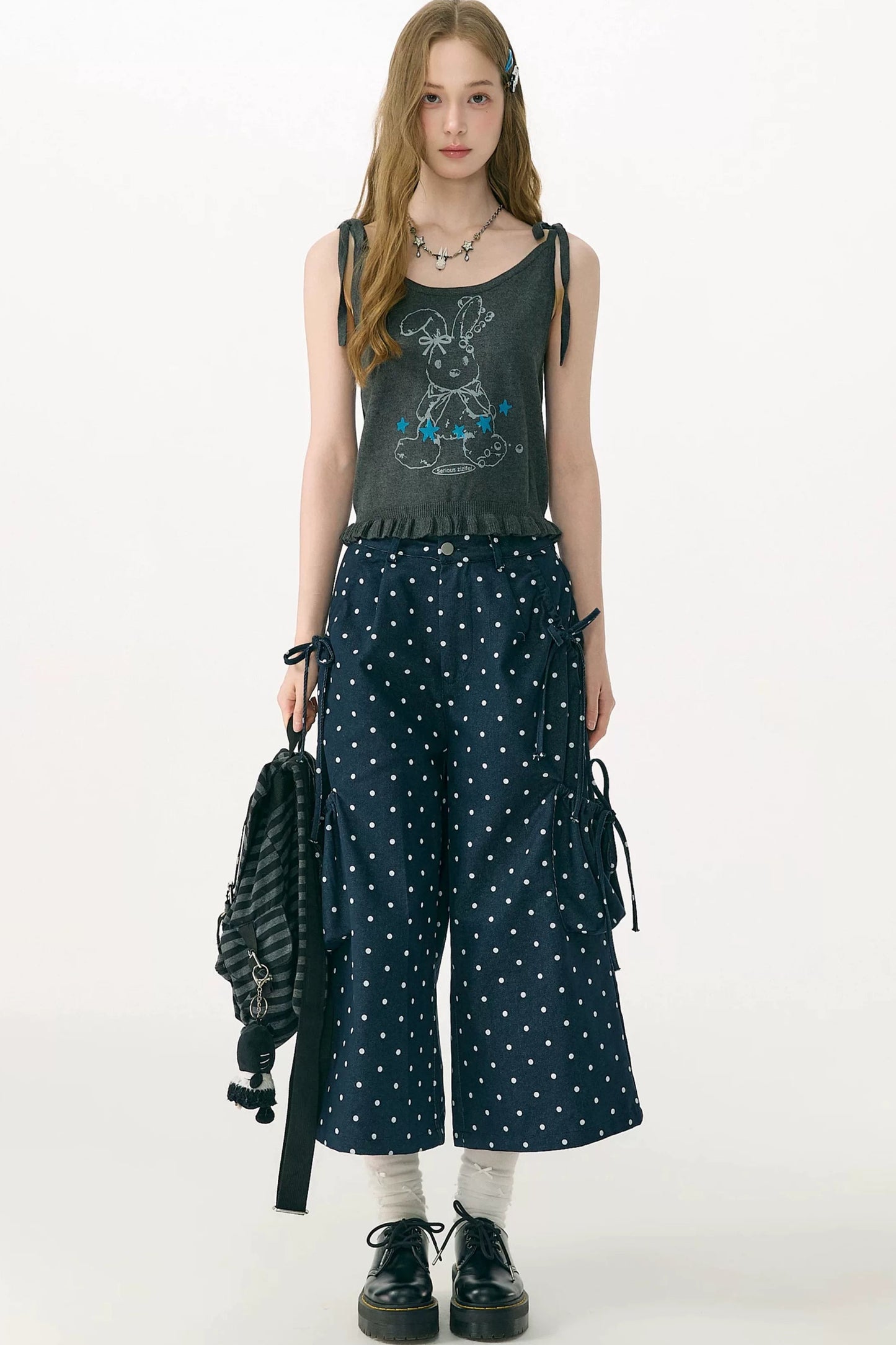 Playful Rabbit Tie-Up Tank Top