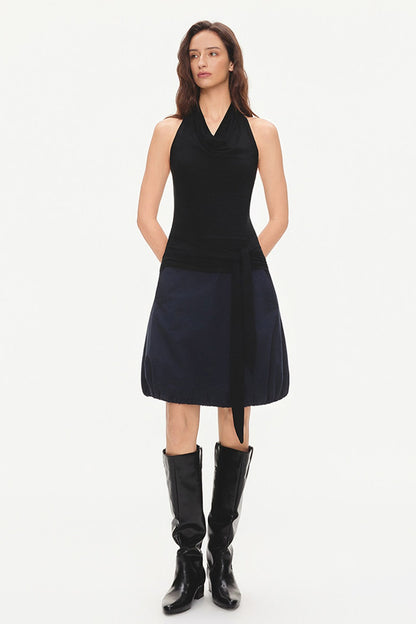 Lyocell Halter Neck Sleeveless Tie Waist Top