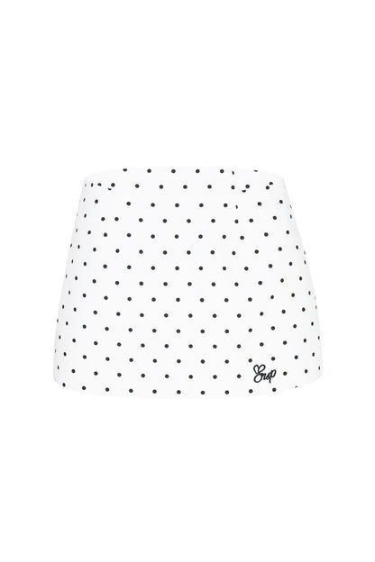 Conjunto de camisa de manga larga con lunares y falda