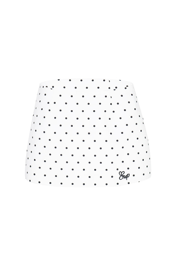 Conjunto de camisa de manga larga con lunares y falda