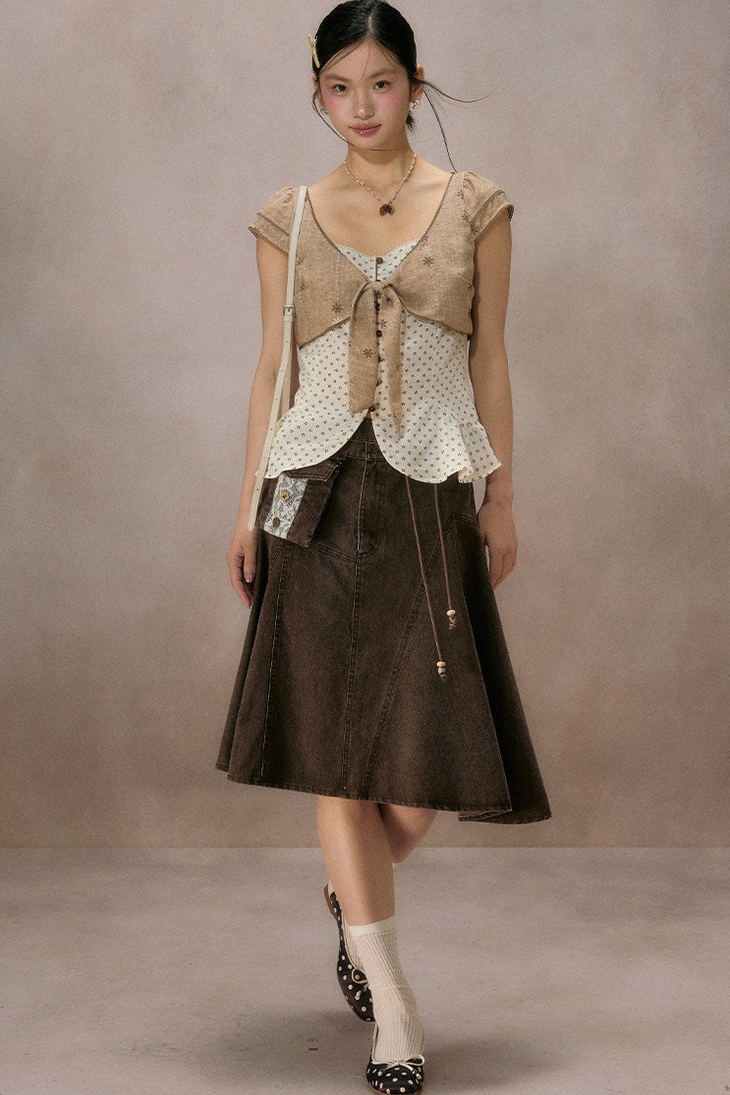 Irregular Denim A-Line Skirt