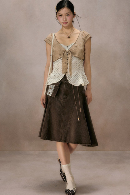 Irregular Denim A-Line Skirt