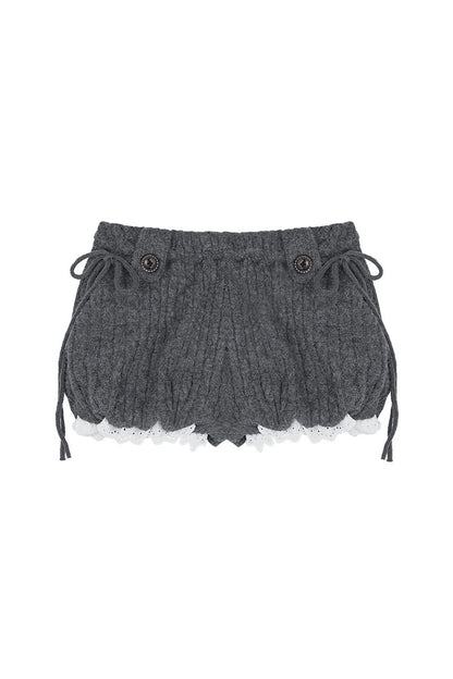 Soft Twist-Knit Lantern Shorts