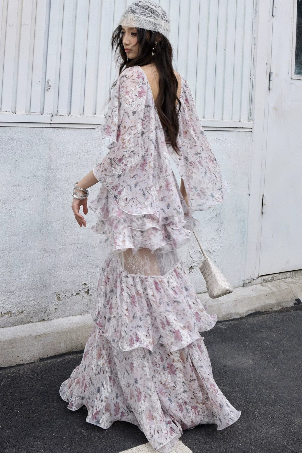 Romantic two-piece floral 3D ruffled skirt set