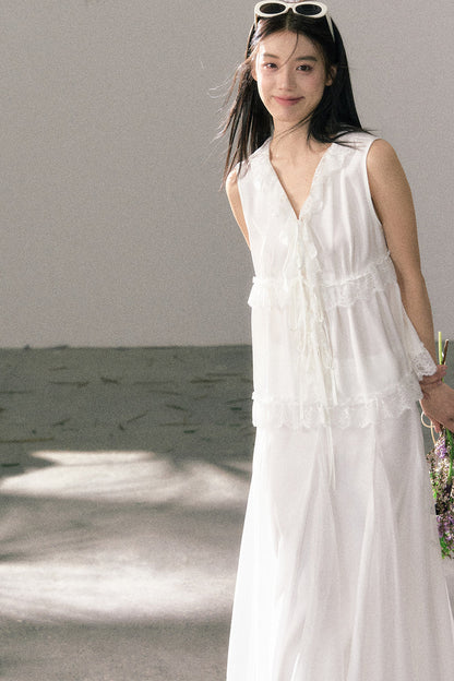 French Lace Ruffled Vest