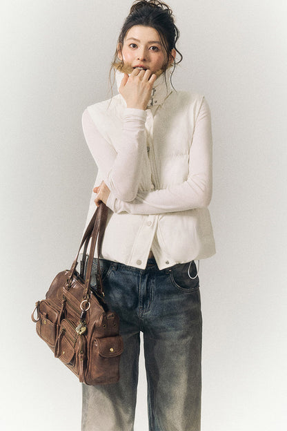 Stand Collar Padded Vest