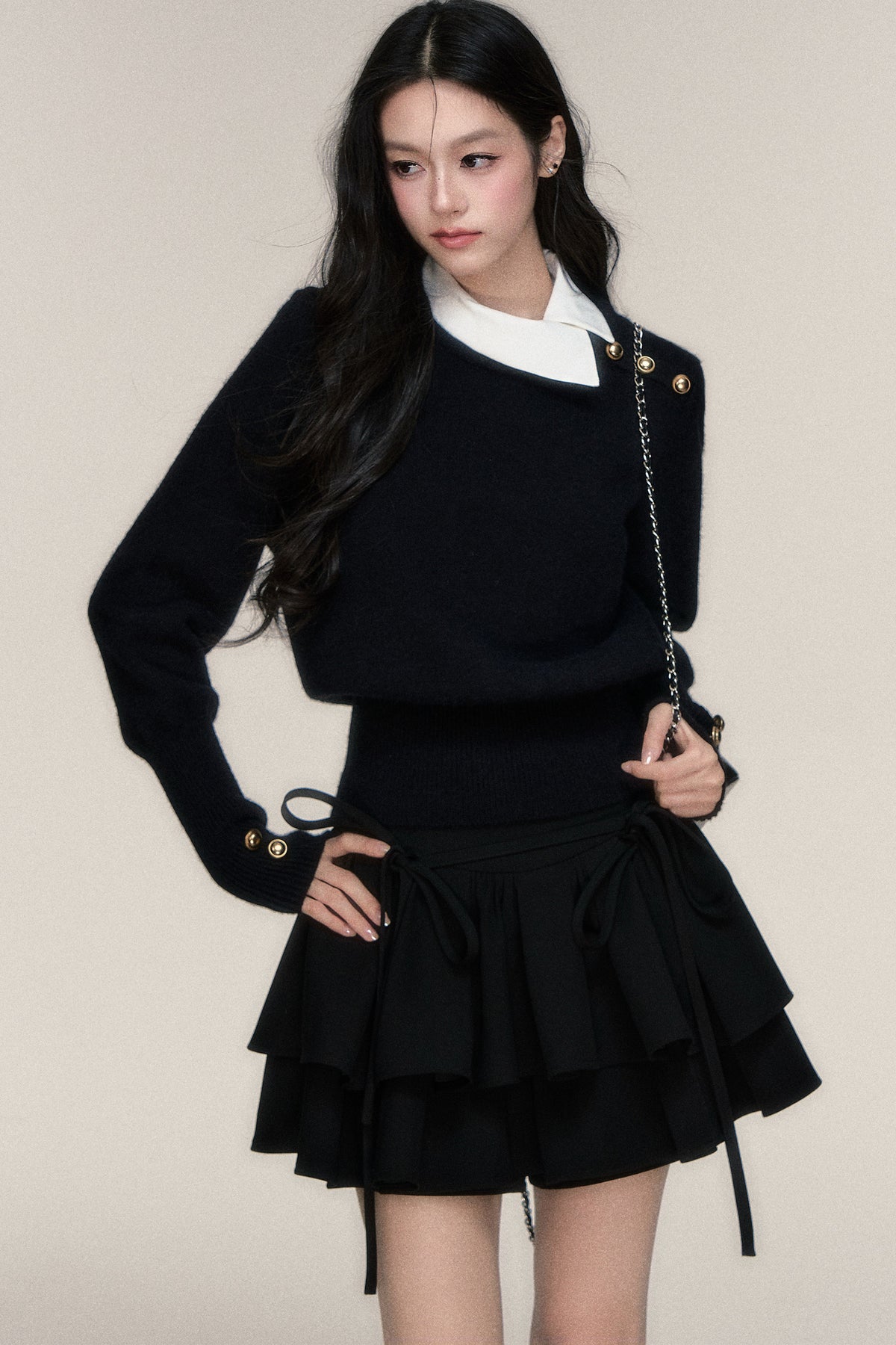 Bow Ribbon Double-Layered Cake Skirt