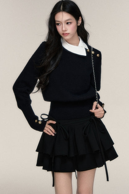 Bow Ribbon Double-Layered Cake Skirt