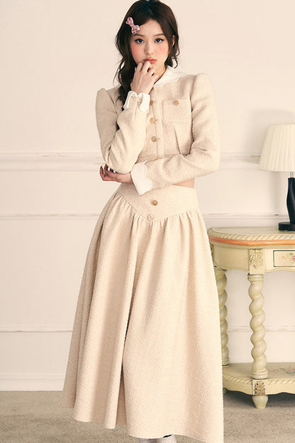 Tweed Jacket and Long Skirt Two-Piece Set