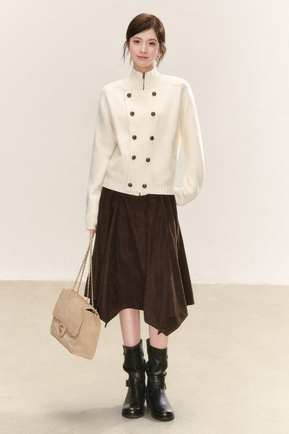 Asymmetrical Hem Pleated Skirt