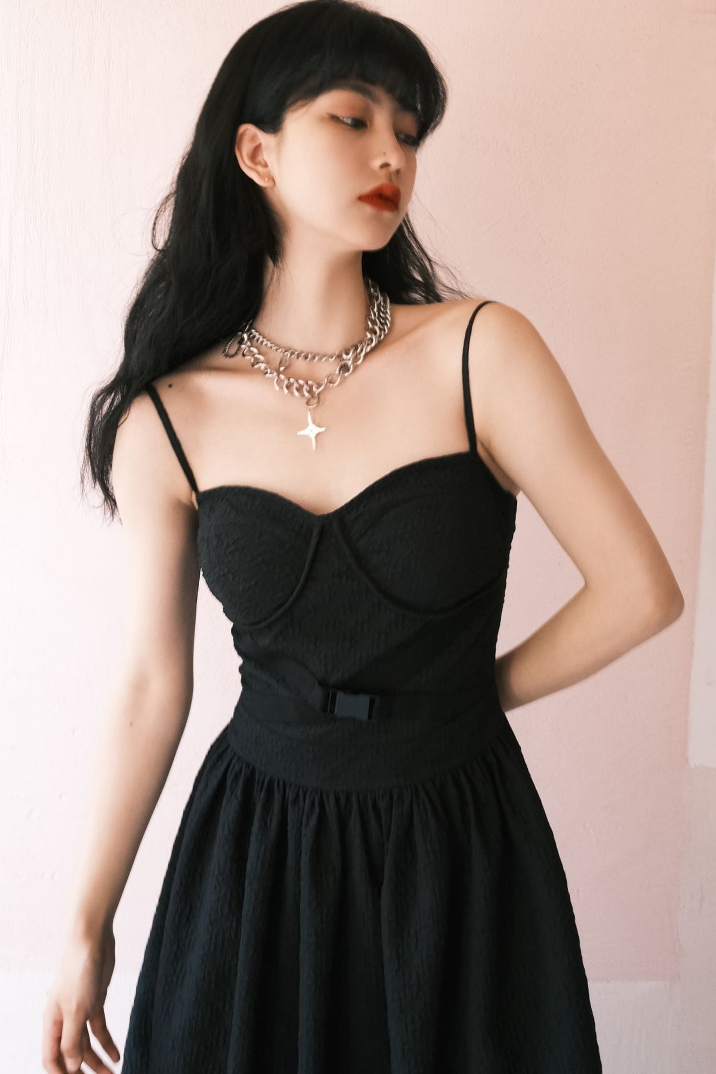 Elegant Jacquard Strap Dress