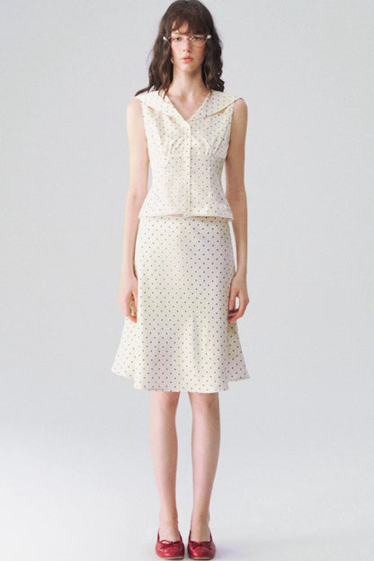 French Polka Dot Blouse & Skirt Set-Up
