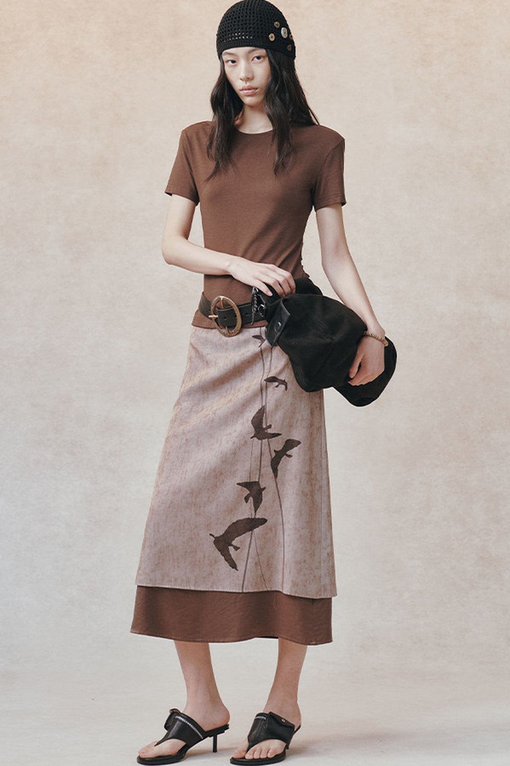 Backless Pleated Hollow-Out Short-Sleeve T-Shirt