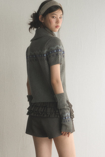 Top a maglia jacquard Fair Isle con revers