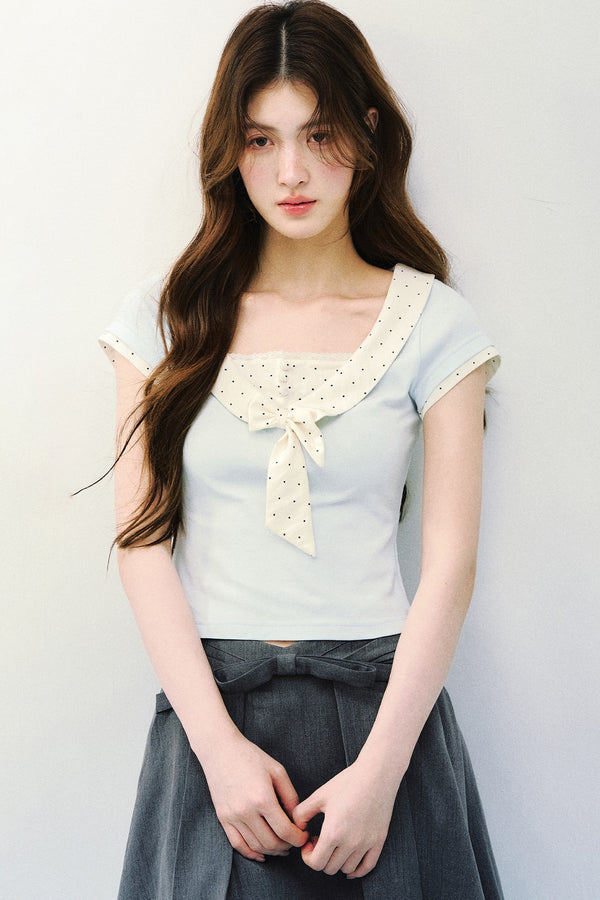 Sweet Bow Tie Floral Blouse