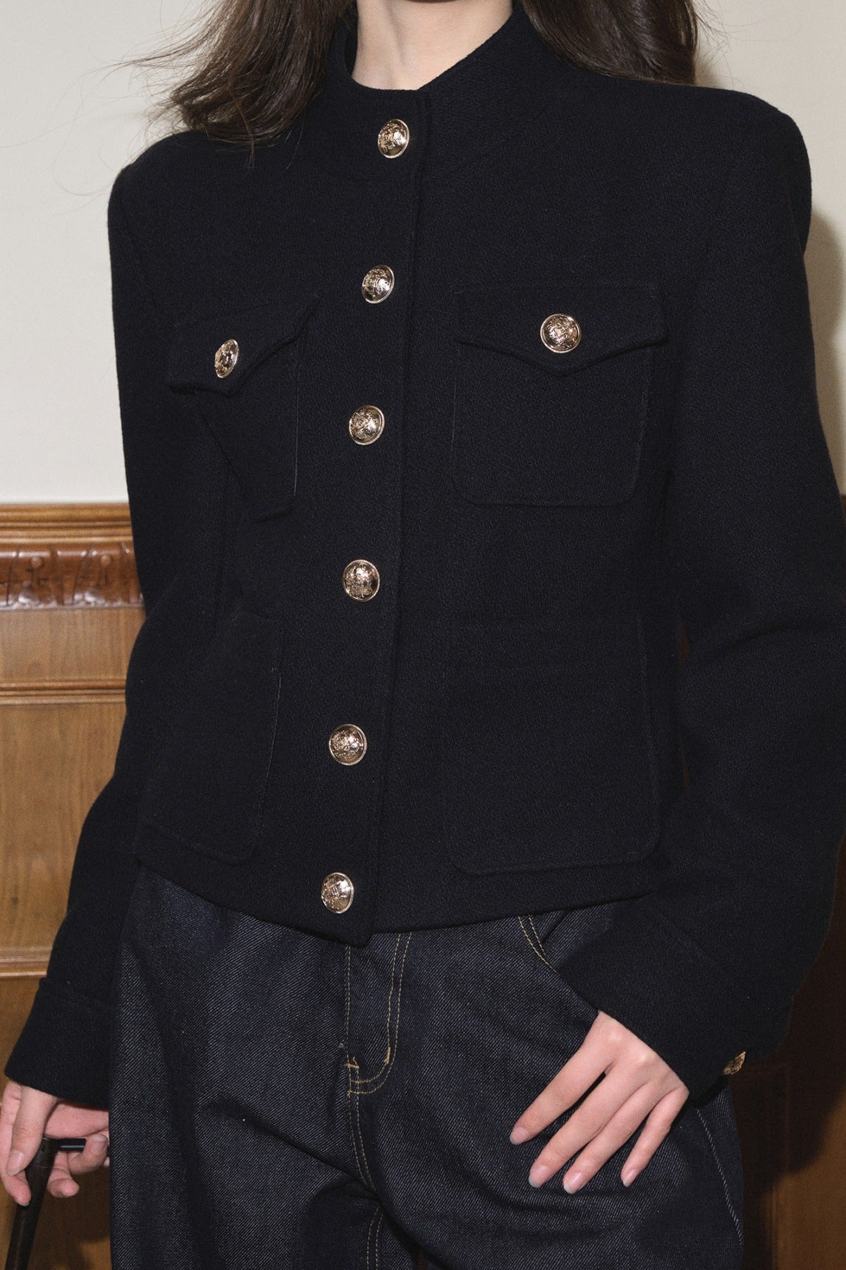 Woolen Tweed Jacket and Skirt Set-Up