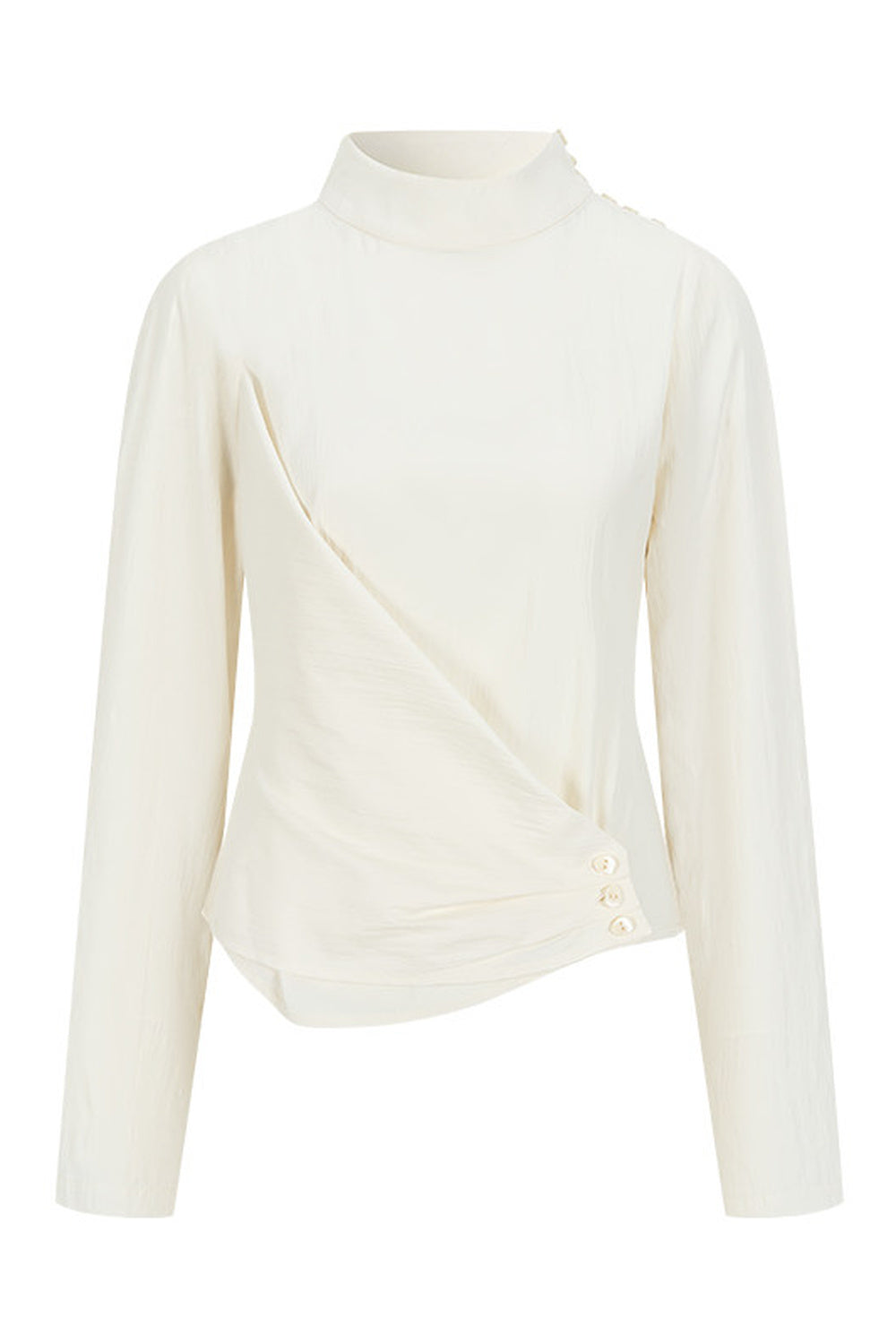 Acetate Half Stand Collar Blouse